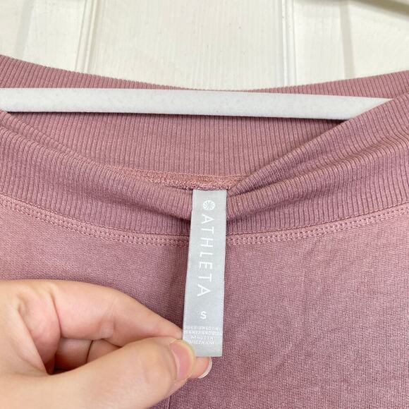 ATHLETA Studio Barre Sweatshirt Dress 2.0 Dogwood Mauve Pink Size Small - Picture 5 of 8